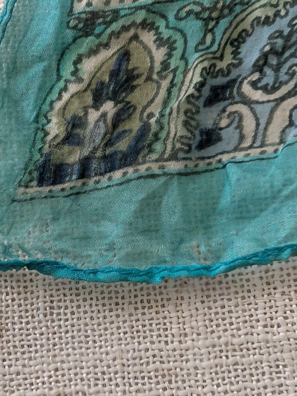 Rising Tide 100% Silk Blue Paisley Sheer Scarf - Picture 6 of 7